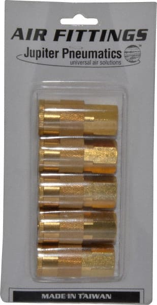 Value Collection - 5 Piece 3/8" Body 3/8 NPT 145 psi Brass Industrial Pneumatic Coupling Plug Set - Americas Industrial Supply