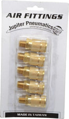 Value Collection - 5 Piece 1/4" Body 1/4 NPT 145 psi Brass Tru-Flate Automotive Pneumatic Coupling Plug Set - Americas Industrial Supply