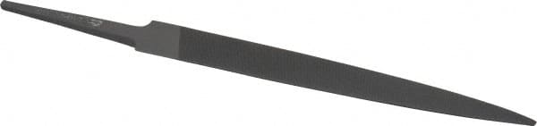 Grobet - 4" Standard Precision Swiss Pattern Half Round File - Double Cut, 15/32" Width Diam x 9/64" Thick, With Tang - Americas Industrial Supply