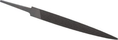 Grobet - 4" Standard Precision Swiss Pattern Half Round File - Double Cut, 15/32" Width Diam x 9/64" Thick, With Tang - Americas Industrial Supply