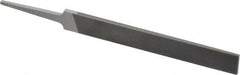 Grobet - 4" Standard Precision Swiss Pattern Hand File - Double Cut, 17/32" Width Diam x 1/8" Thick, With Tang - Americas Industrial Supply