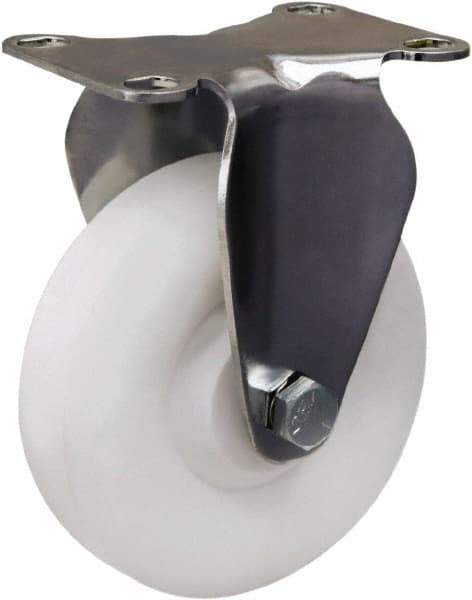 Hamilton - 4" Diam x 1-3/8" Wide x 5-1/8" OAH Top Plate Mount Rigid Caster - Polyolefin, 300 Lb Capacity, Plain Bore Bearing, 2-3/8 x 3-5/8" Plate - Americas Industrial Supply