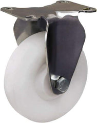 Hamilton - 4" Diam x 1-3/8" Wide x 5-1/8" OAH Top Plate Mount Rigid Caster - Polyolefin, 300 Lb Capacity, Plain Bore Bearing, 2-3/8 x 3-5/8" Plate - Americas Industrial Supply
