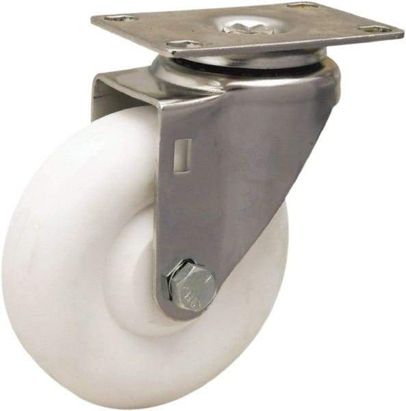 Hamilton - 4" Diam x 1-3/8" Wide x 5-1/8" OAH Top Plate Mount Swivel Caster - Polyolefin, 300 Lb Capacity, Plain Bore Bearing, 2-3/8 x 3-5/8" Plate - Americas Industrial Supply