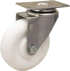 Hamilton - 4" Diam x 1-3/8" Wide x 5-1/8" OAH Top Plate Mount Swivel Caster - Polyolefin, 300 Lb Capacity, Plain Bore Bearing, 2-3/8 x 3-5/8" Plate - Americas Industrial Supply