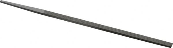 Grobet - 6" Standard Precision Swiss Pattern Narrow Pillar File - Double Cut, 1/4" Width Diam x 9/64" Thick, With Tang - Americas Industrial Supply