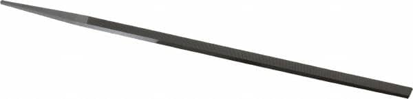 Grobet - 10" Standard Precision Swiss Pattern Narrow Pillar File - Double Cut, 25/64" Width Diam x 3/16" Thick, With Tang - Americas Industrial Supply