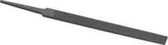 Grobet - 4" Standard Precision Swiss Pattern Regular Pillar File - Double Cut, 3/8" Width Diam x 1/8" Thick, With Tang - Americas Industrial Supply