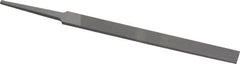 Grobet - 4" Standard Precision Swiss Pattern Regular Pillar File - Double Cut, 3/8" Width Diam x 1/8" Thick, With Tang - Americas Industrial Supply