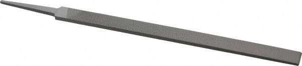 Grobet - 10" Standard Precision Swiss Pattern Regular Pillar File - Double Cut, 23/32" Width Diam x 15/64" Thick, With Tang - Americas Industrial Supply