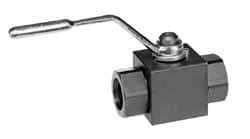 Parker - 1-1/2" Pipe, Carbon Steel Standard Ball Valve - Inline - Two Way Flow, FNPT x FNPT Ends, Lever Handle, 6,000 WOG - Americas Industrial Supply