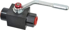 Parker - 1/2" Pipe, Carbon Steel Standard Ball Valve - Inline - Two Way Flow, FNPT x FNPT Ends, Lever Handle, 7,500 WOG - Americas Industrial Supply