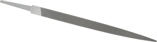 Grobet - 8" Standard Precision Swiss Pattern Three Square File - Double Cut, 1/2" Width Diam, With Tang - Americas Industrial Supply