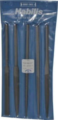 Grobet - 5 Piece Swiss Pattern File Set - 8-1/2" Long, 1 Coarseness, Set Includes Half Round, Hand, Round, Square, Three Square - Americas Industrial Supply