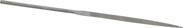 Grobet - 6-1/4" Needle Precision Swiss Pattern Knife File - Round Handle - Americas Industrial Supply