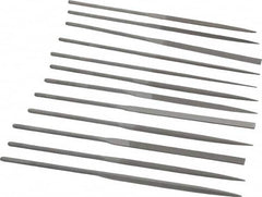 Grobet - 12 Piece Swiss Pattern File Set - 5-1/2" Long, 0 Coarseness, Set Includes Barrette, Crossing, Equalling, Half Round, Knife, Marking, Round, Round Edge Joint, Slitting, Square, Three Square, Warding - Americas Industrial Supply