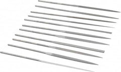 Grobet - 12 Piece Swiss Pattern File Set - 6-1/4" Long, 2 Coarseness, Set Includes Barrette, Crossing, Equalling, Half Round, Knife, Marking, Round, Round Edge Joint, Slitting, Square, Three Square, Warding - Americas Industrial Supply