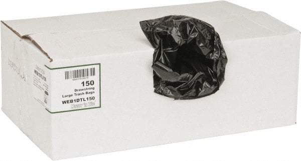 PRO-SOURCE - 1.2 mil Thick, Household/Office Trash Bags - Hexene Resins, Drawstring, 33-1/2" Wide x 38" High, Black - Americas Industrial Supply