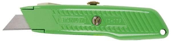 Stanley - Retractable Utility Knife - 2-7/16" Blade, Green Aluminum Handle, 3 Blades Included - Americas Industrial Supply