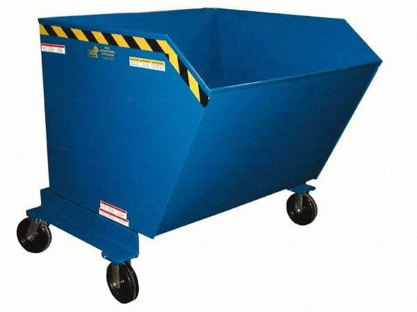 Vestil - 2,000 Lb Load Capacity, 0.5 Cu Yd, Steel Dump Hopper - 34-13/16" Wide x 52-1/4" Long x 37-5/8" High, Blue - Americas Industrial Supply