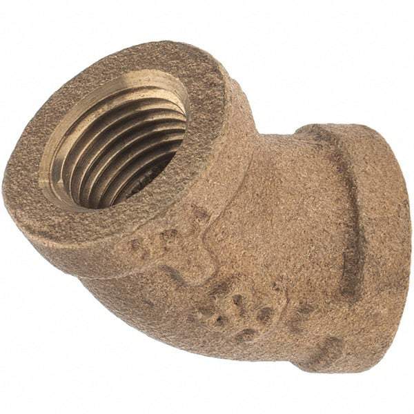 Merit Brass - Class 125, 1/4" Internal Pipe, Brass 45° Street Elbow - FBSPT x FBSPT - Americas Industrial Supply
