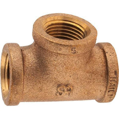 Merit Brass - Class 125, 1/2" Internal Pipe, Brass Tee - FBSPT x FBSPT x FBSPT - Americas Industrial Supply