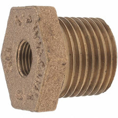 Merit Brass - Class 125, 1/2 x 1/8" Internal Pipe, Brass Hex Bushing - MBSPT x FBSPT - Americas Industrial Supply