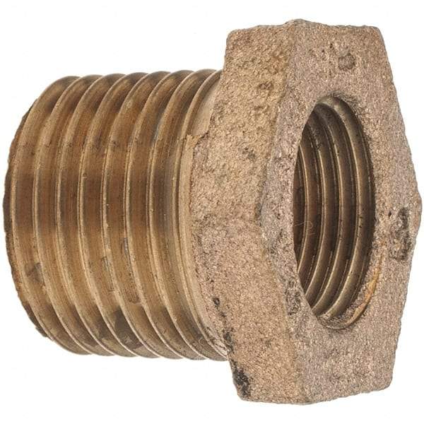 Merit Brass - Class 125, 1/2 x 3/8" Internal Pipe, Brass Hex Bushing - MBSPT x FBSPT - Americas Industrial Supply