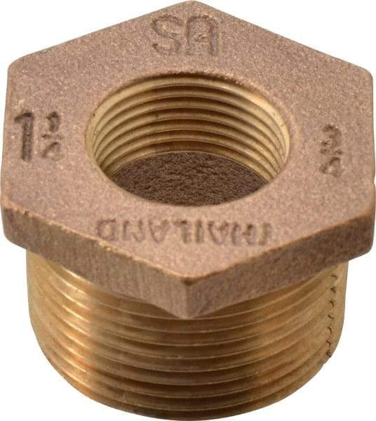 Merit Brass - Class 125, 1-1/4 x 3/4" Internal Pipe, Brass Hex Bushing - MBSPT x FBSPT - Americas Industrial Supply