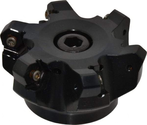 Kennametal - 3" Cut Diam, 1" Arbor Hole, 4.51mm Max Depth of Cut, 45° Indexable Chamfer & Angle Face Mill - 6 Inserts, HNGJ 535-GD Insert, Right Hand Cut, 6 Flutes, Through Coolant, Series KSHR - Americas Industrial Supply