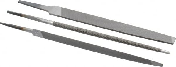 Nicholson - 3 Piece American Pattern File Set - 6" Long, Bastard Coarseness, Set Includes Mill, Round, Slim Taper - Americas Industrial Supply