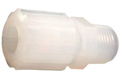 Parker - 1/4" Tube OD, PFA PTFE Plastic Compression Tube Male Straight Adapter - 3/4 NPT Pipe, 300°F Max, Plastic Grip - Americas Industrial Supply
