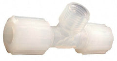 Parker - 1/4" Tube OD, PFA PTFE Plastic Compression Tube Male Branch Tee - 1/8 NPT Pipe, 300°F Max, Plastic Grip - Americas Industrial Supply