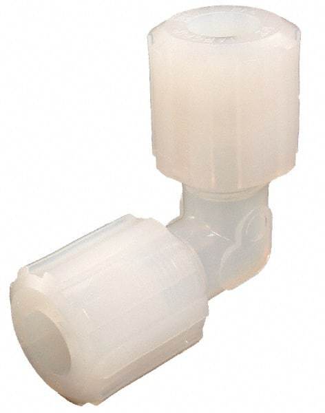 Parker - 1/4" Tube OD, PFA PTFE Plastic Compression Tube Union Elbow - 300°F Max, Plastic Grip - Americas Industrial Supply