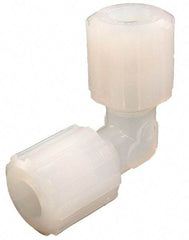 Parker - 3/8" Tube OD, PFA PTFE Plastic Compression Tube Union Elbow - 300°F Max, Plastic Grip - Americas Industrial Supply
