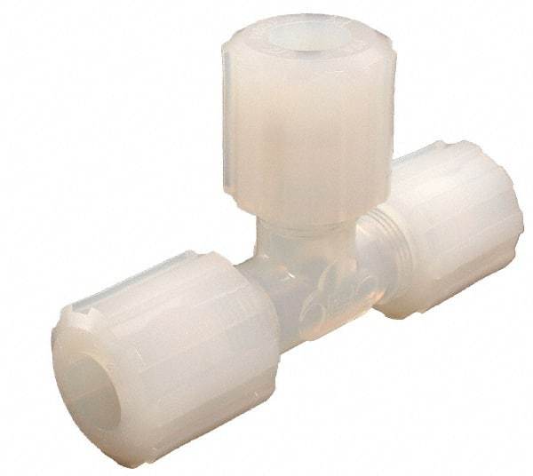 Parker - 1/4" Tube OD, PFA PTFE Plastic Compression Tube Union Tee - 300°F Max, Plastic Grip - Americas Industrial Supply