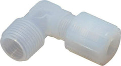 Parker - 3/8" Tube OD, PFA PTFE Plastic Compression Tube Male Adapter Elbow - 1/2 NPT Pipe, 325°F Max, Plastic Grip - Americas Industrial Supply