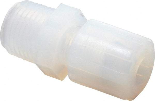 Parker - 3/8" Tube OD, PFA PTFE Plastic Compression Tube Male Straight Adapter - 1/2 NPT Pipe, 300°F Max, Plastic Grip - Americas Industrial Supply