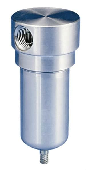 Parker - 1/2" Port, 5.56" High x 2.38" Wide, FRL Filter with Stainless Steel Bowl & Manual Drain - 45 SCFM, 300 Max psi, 180°F Max, 4 oz Bowl Capacity - Americas Industrial Supply