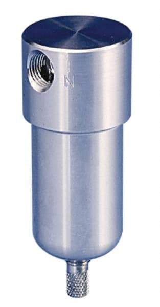 Parker - 1/4" Port, 4" High x 1.56" Wide, FRL Filter with Stainless Steel Bowl & Manual Drain - 23 SCFM, 300 Max psi, 180°F Max, 1 oz Bowl Capacity - Americas Industrial Supply