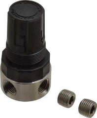 Parker - 1/4 NPT Port, 12 CFM, Stainless Steel Miniature Regulator - 0 to 125 psi Range, 300 Max psi Supply Pressure, 1/4" Gauge Port Thread, 1.56" Wide x 3.06" High - Americas Industrial Supply