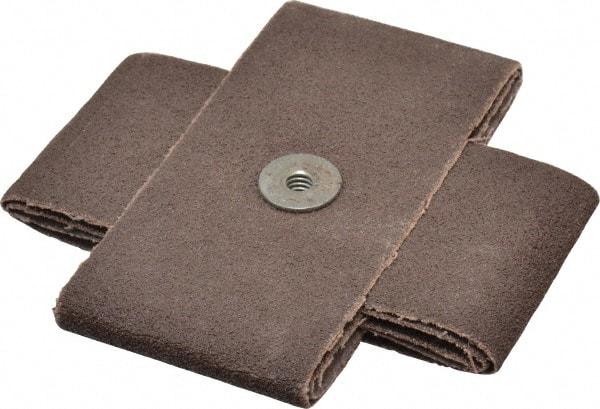 Made in USA - 60 Grit, Medium Grade, Aluminum Oxide Cross Pad - 4" Long x 2" Wide x 2" Thick, Cloth Backed, X Backing Weight, 10 Ply, 12,000 Max RPM - Americas Industrial Supply