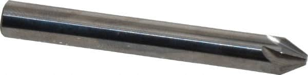 Made in USA - 1/4" Head Diam, 1/4" Shank Diam, 6 Flute 60° Solid Carbide Countersink - Bright Finish, 2" OAL, 0.078" Nose Diam, Single End, Straight Shank, Right Hand Cut - Americas Industrial Supply