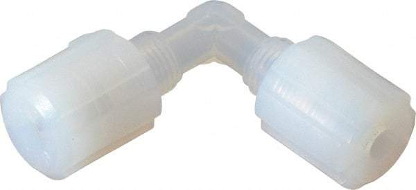 Parker - 1/4" Tube OD, PFA PTFE Plastic Compression Tube Union Elbow - 325°F Max, Plastic Grip - Americas Industrial Supply