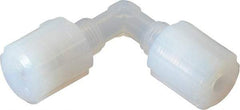 Parker - 1/4" Tube OD, PFA PTFE Plastic Compression Tube Union Elbow - 325°F Max, Plastic Grip - Americas Industrial Supply