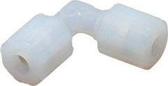 Parker - 3/8" Tube OD, PFA PTFE Plastic Compression Tube Union Elbow - 325°F Max, Plastic Grip - Americas Industrial Supply