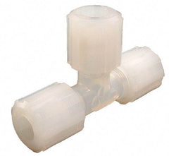 Parker - 1/8" Tube OD, PFA PTFE Plastic Compression Tube Union Tee - 325°F Max, Plastic Grip - Americas Industrial Supply
