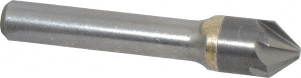 Made in USA - 1/2" Head Diam, 3/8" Shank Diam, 6 Flute 82° Solid Carbide Countersink - Bright Finish, 2-1/2" OAL, 0.109" Nose Diam, Single End, Straight Shank, Right Hand Cut - Americas Industrial Supply