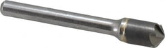 Made in USA - 3/8" Head Diam, 1/4" Shank Diam, 6 Flute 120° Solid Carbide Countersink - Bright Finish, 2-1/2" OAL, 0.062" Nose Diam, Single End, Straight Shank, Right Hand Cut - Americas Industrial Supply