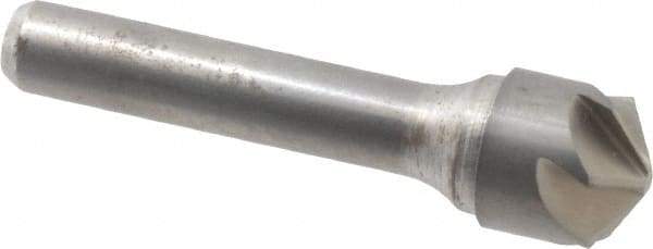 Made in USA - 5/8" Head Diam, 3/8" Shank Diam, 6 Flute 120° Solid Carbide Countersink - Bright Finish, 2-5/8" OAL, 0.109" Nose Diam, Single End, Straight Shank, Right Hand Cut - Americas Industrial Supply